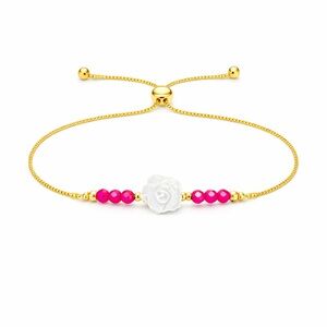 Ruby and MOP Rose Lariat Bracelet
